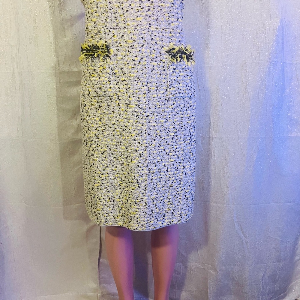 St. John Cream and Green Midi Dress - Picture 3 of 9